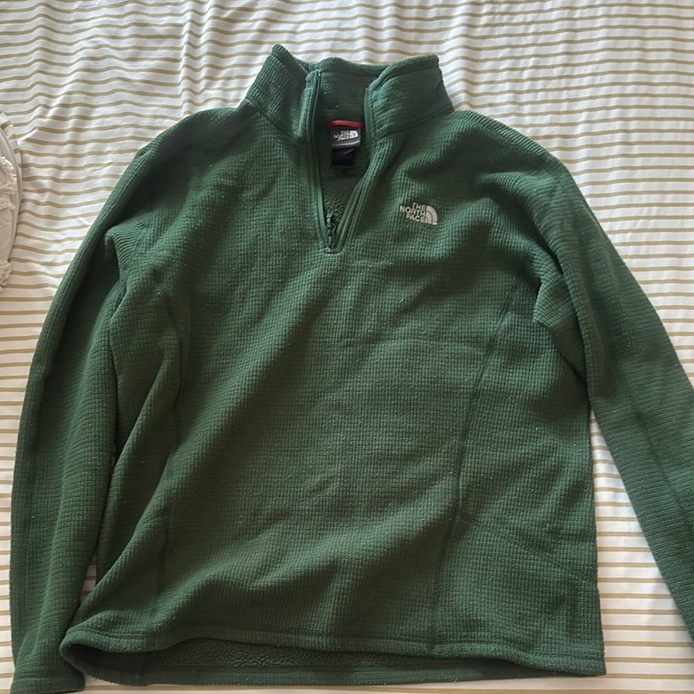 The North Face Green Sweatshirt with Quarter-Zip and Fleece Material